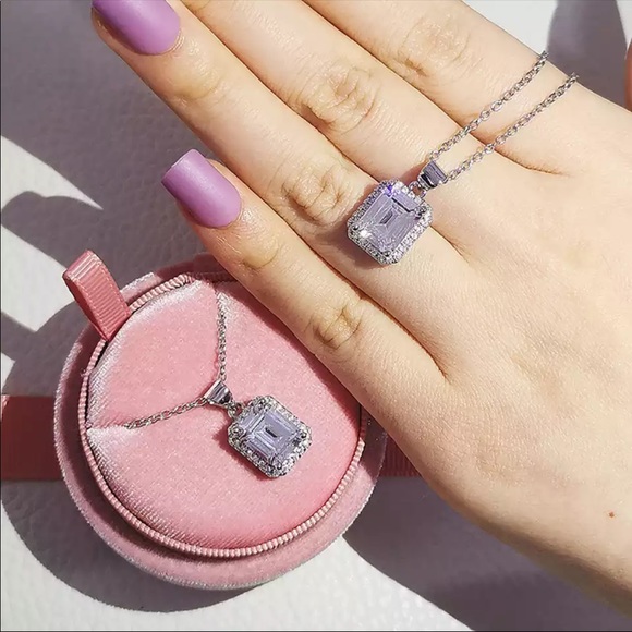 New Women’s 925 Silver Beautiful Lovely Pendant Diamond Necklace - Picture 7 of 7